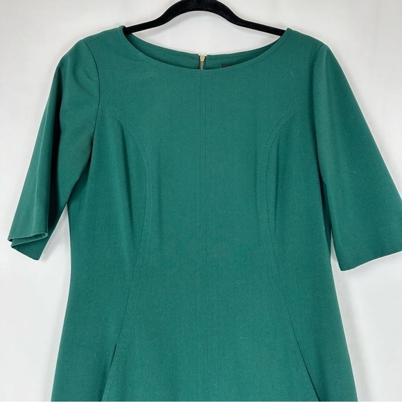 Tahari Arthur S. Levine Emerald Green Pocket Sheath Dress Size 8 - Picture 6 of 9